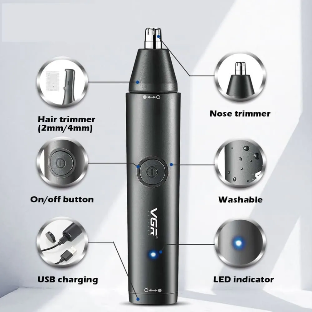 2 In-1 Electric Rechargeable Wet Dry Nose Ear Beard Trimmer for Men