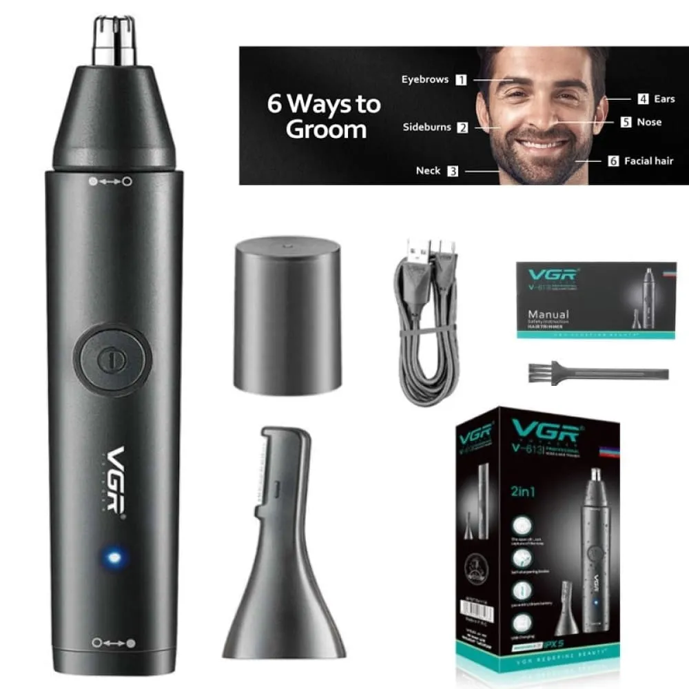 2 In-1 Electric Rechargeable Wet Dry Nose Ear Beard Trimmer for Men