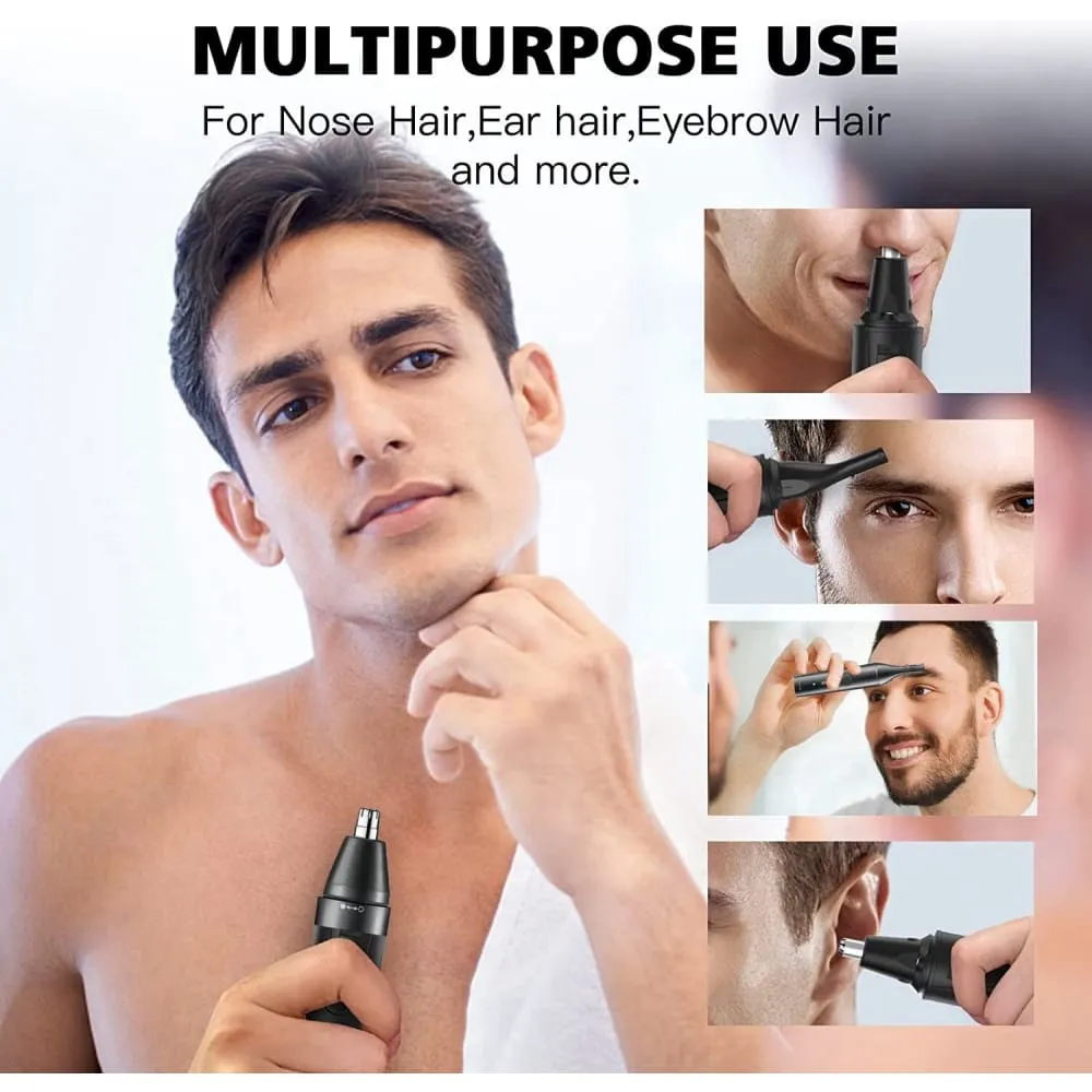 2 In-1 Electric Rechargeable Wet Dry Nose Ear Beard Trimmer for Men