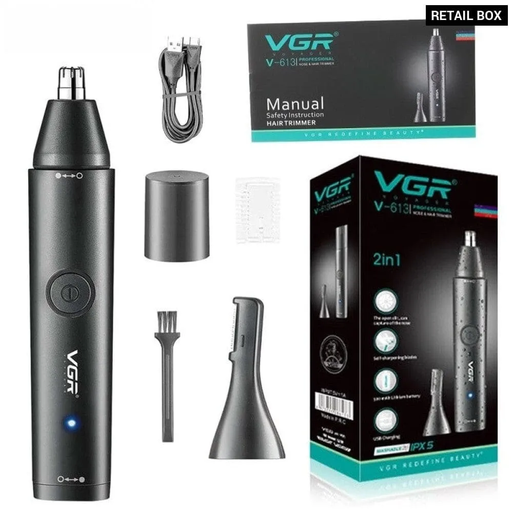 2 In-1 Electric Rechargeable Wet Dry Nose Ear Beard Trimmer for Men