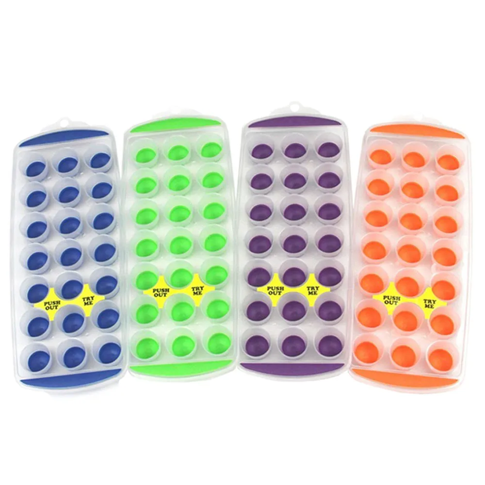 2 Pcs Ice Cube Trays Easy Push Out Pop Out Flexible Bottom Ice Maker Round Shape