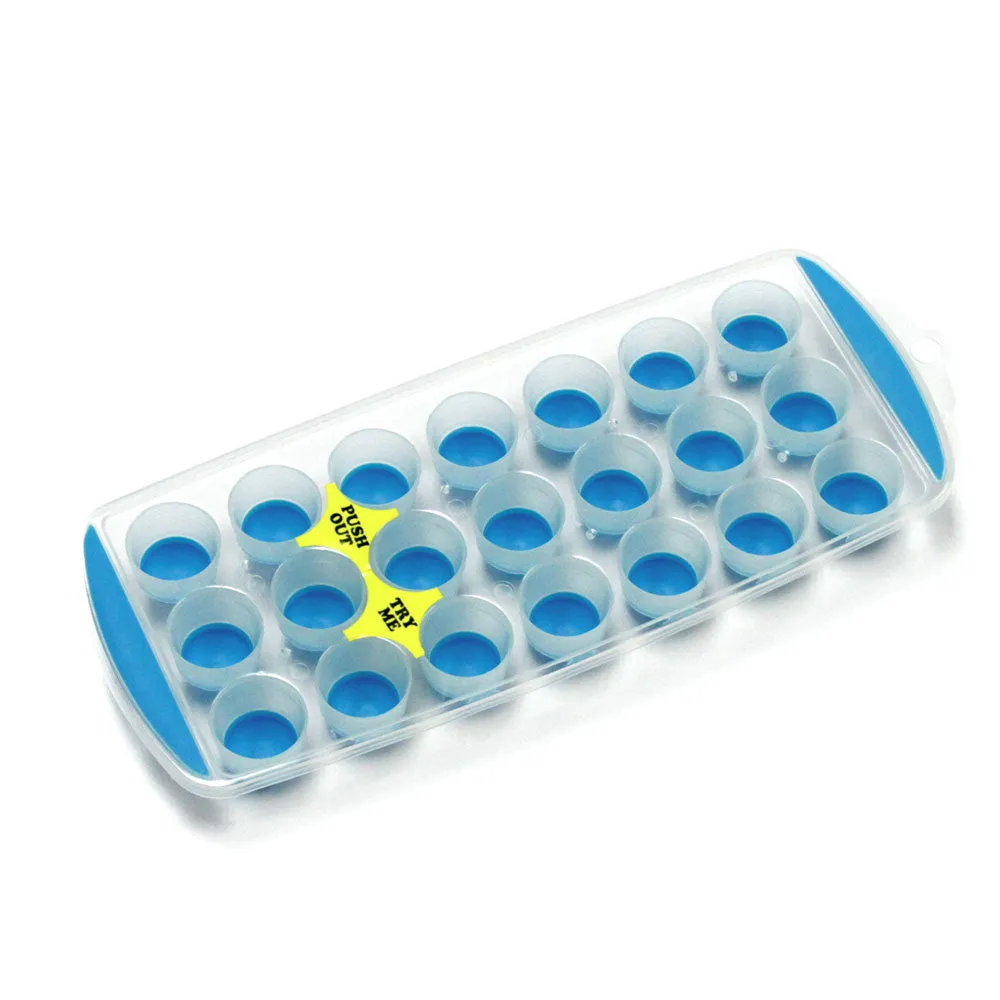 2 Pcs Ice Cube Trays Easy Push Out Pop Out Flexible Bottom Ice Maker Round Shape