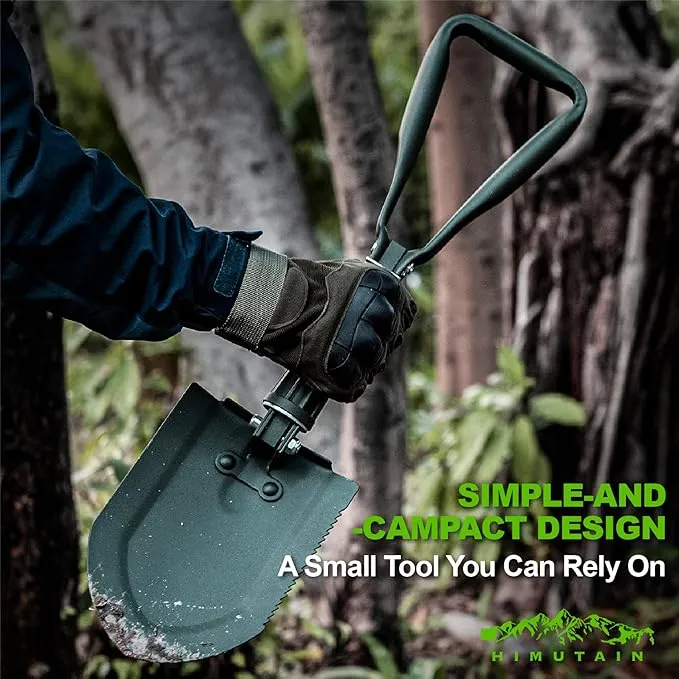 22.8'' Military Folding Camping Shovel, w/Pick Foldable Tactical Shovel for Gardening, Camping, Hiking, Outdoor, Backpacking, Emergency (Olive)