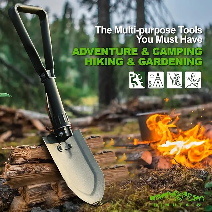 22.8'' Military Folding Camping Shovel, w/Pick Foldable Tactical Shovel for Gardening, Camping, Hiking, Outdoor, Backpacking, Emergency (Olive)