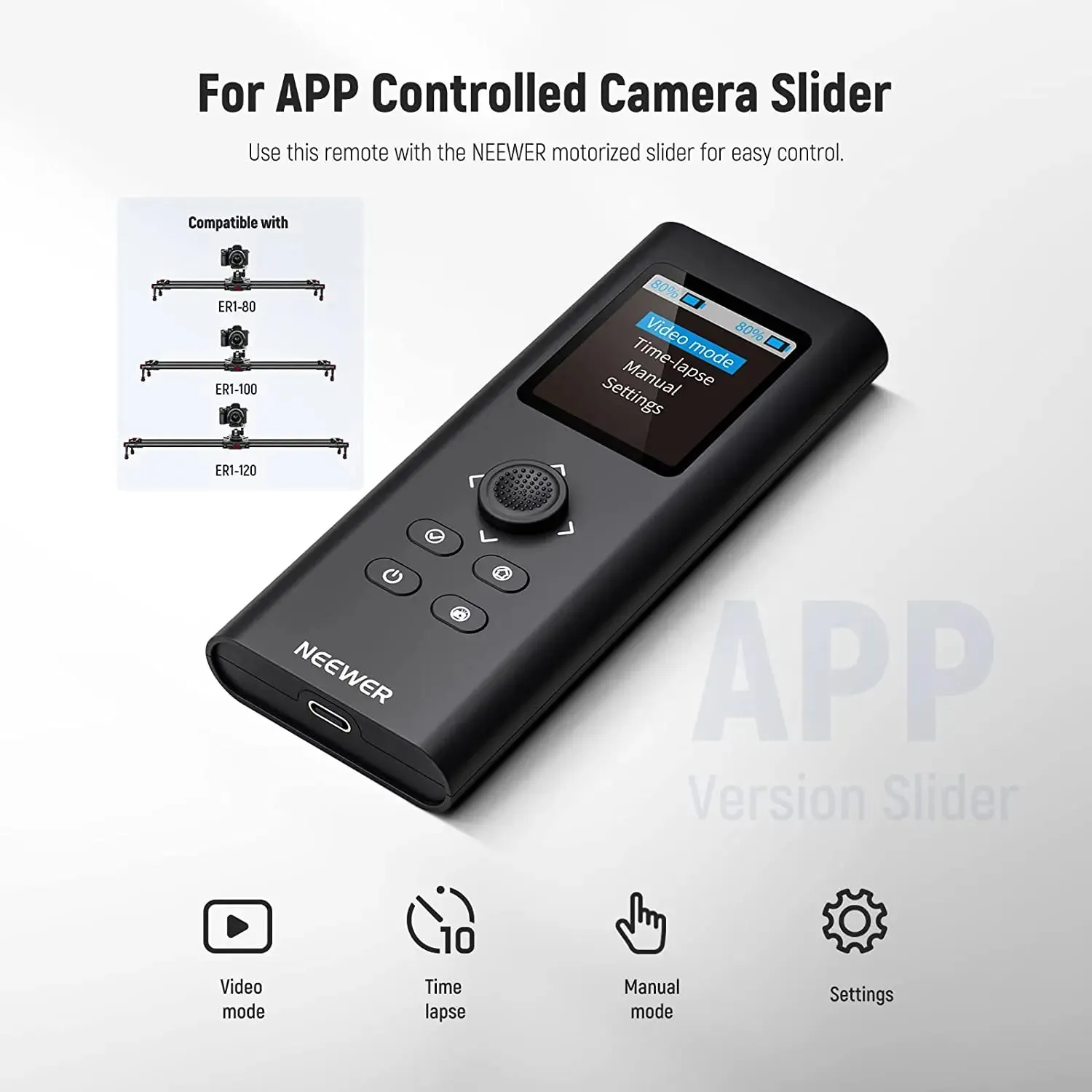 2.4g Remote Control for Motorized Camera Slider Video Mode Time Lapse Photography Carbon Fiber
