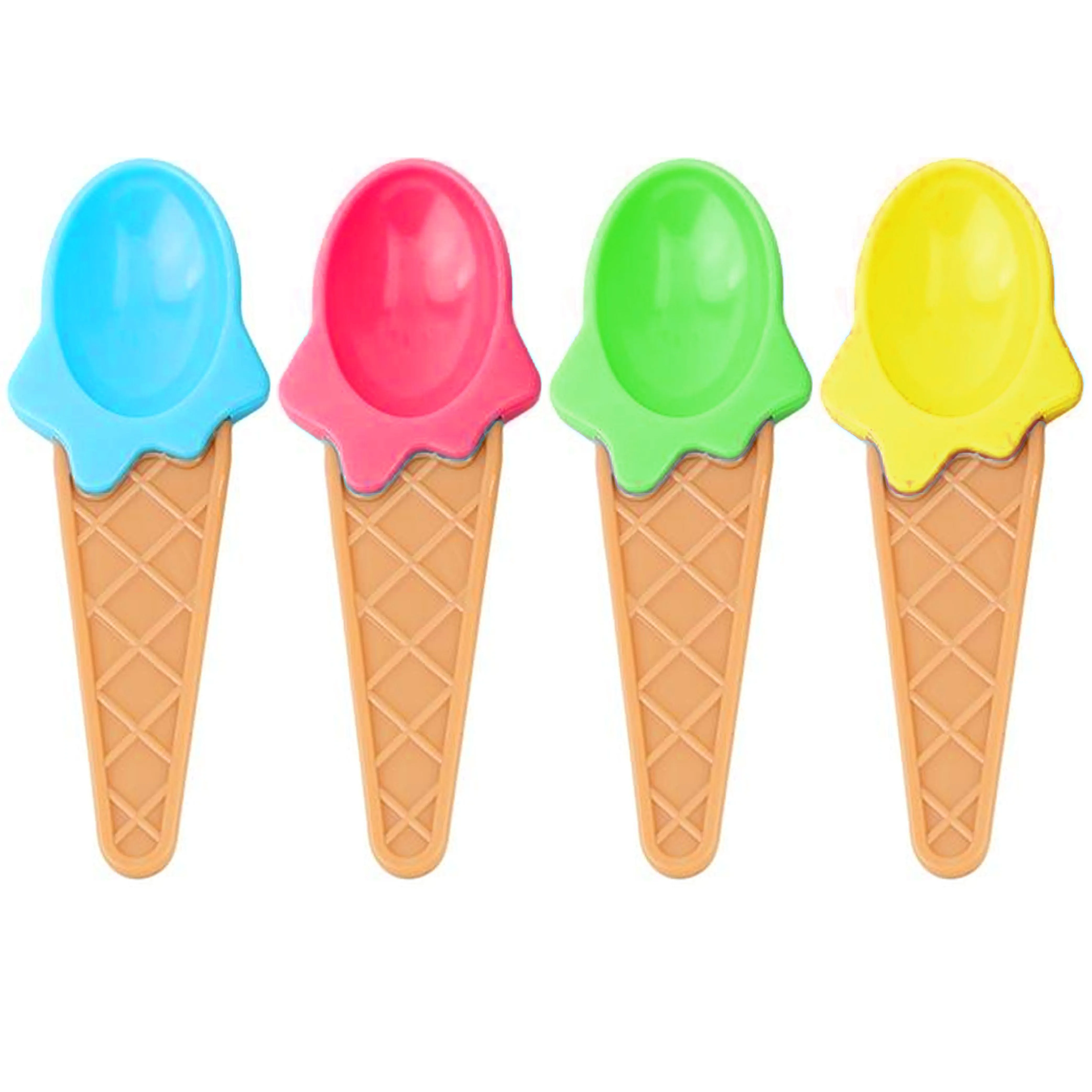 4 Ice Cream Scoop Spoon Cone Shaped Plastic Children Party Favors Baby Serving