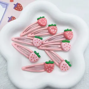 4Pcs Cute Pink Strawberry BB Hair Clips
