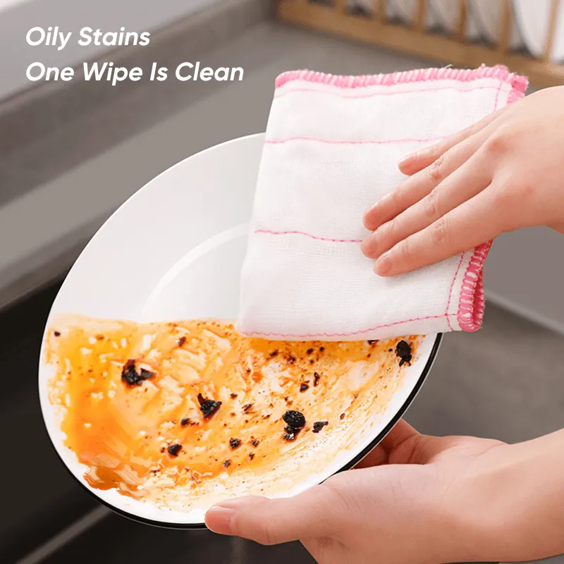 5 Absorbent Microfiber Dish Cloths Lint Free Multipurpose Kitchen Tools