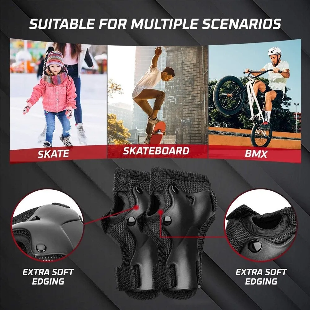 6pcs Adult/kids Knee Elbow Wrist Protective Pads for Roller Skating Skateboard Cycling