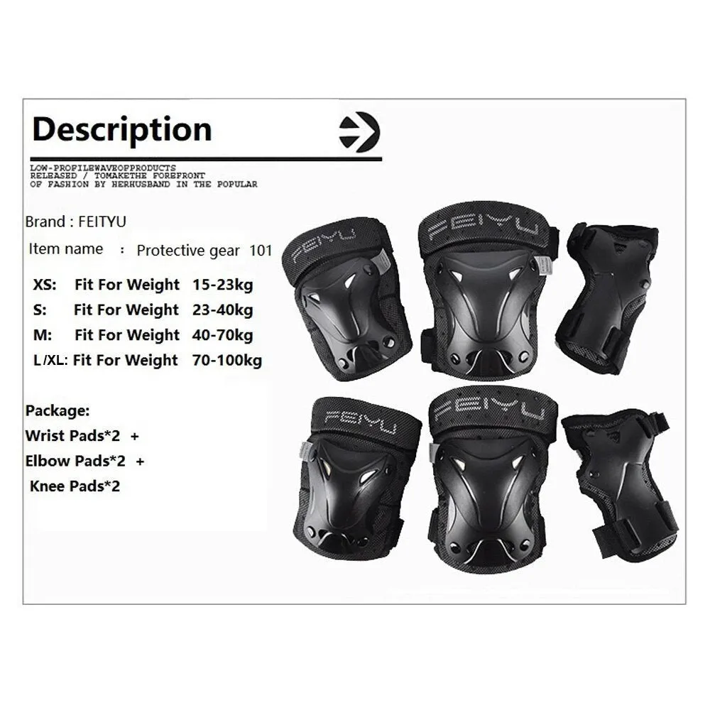 6pcs Adult/kids Knee Elbow Wrist Protective Pads for Roller Skating Skateboard Cycling