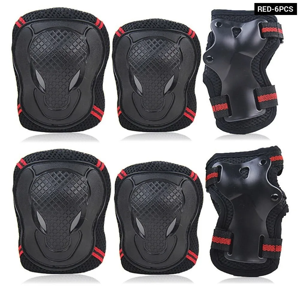 6pcs Adult/kids Knee Elbow Wrist Protective Pads for Roller Skating Skateboard Cycling
