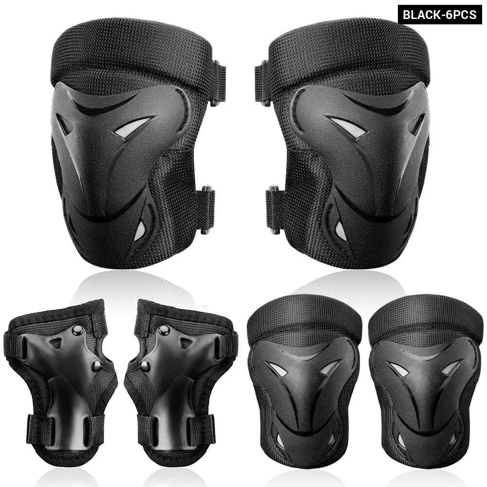 6pcs Adult/kids Knee Elbow Wrist Protective Pads for Roller Skating Skateboard Cycling