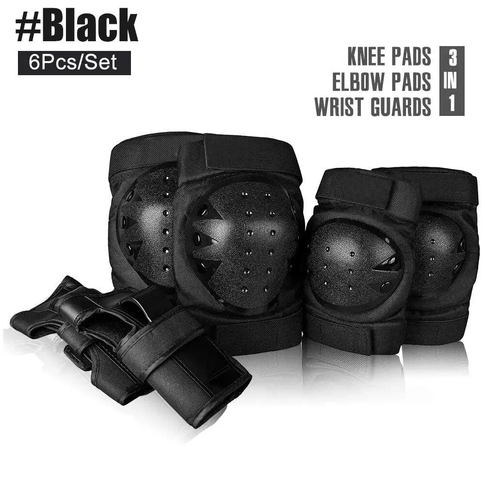 6pcs/set Adult Knee Elbows Pads Wrist Guards Protective Gear Set for Skateboarding Roller Skating