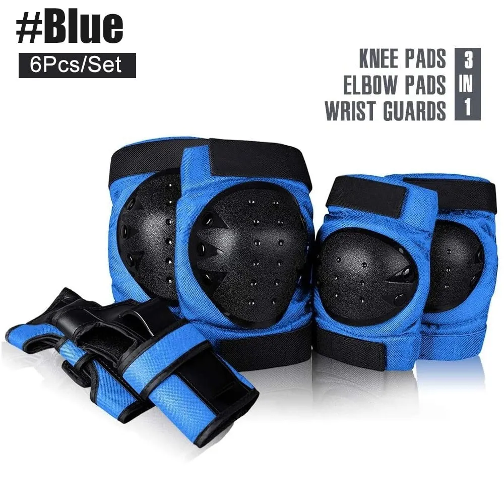 6pcs/set Adult Knee Elbows Pads Wrist Guards Protective Gear Set for Skateboarding Roller Skating