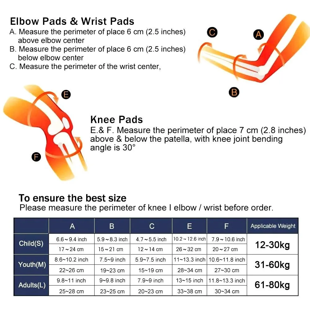 6pcs/set Adult Knee Elbows Pads Wrist Guards Protective Gear Set for Skateboarding Roller Skating