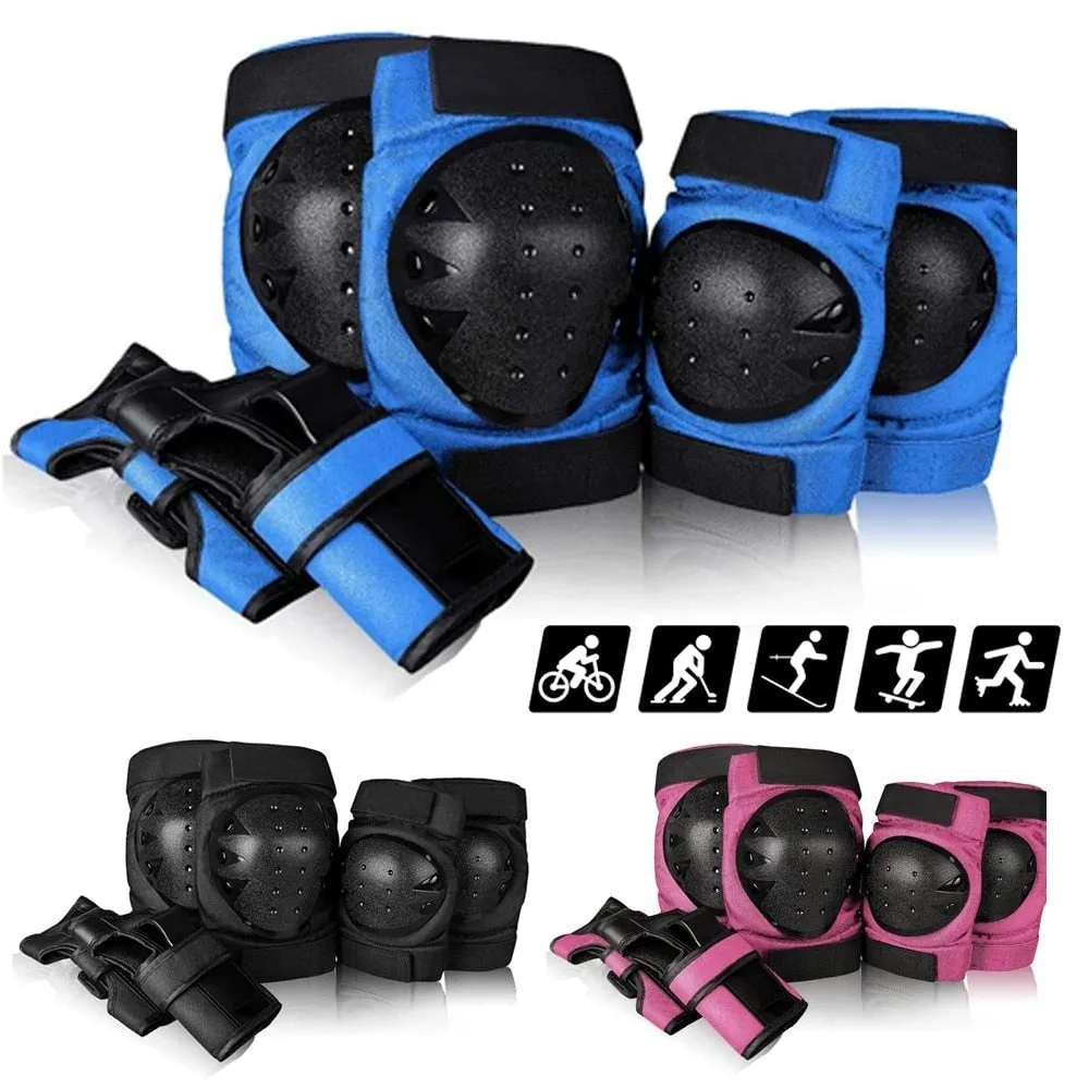 6pcs/set Adult Knee Elbows Pads Wrist Guards Protective Gear Set for Skateboarding Roller Skating