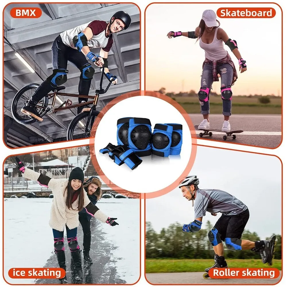6pcs/set Adult Knee Elbows Pads Wrist Guards Protective Gear Set for Skateboarding Roller Skating