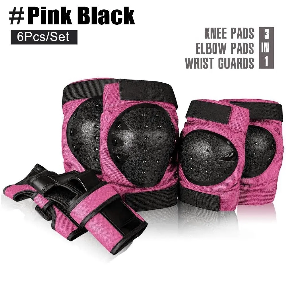 6pcs/set Adult Knee Elbows Pads Wrist Guards Protective Gear Set for Skateboarding Roller Skating