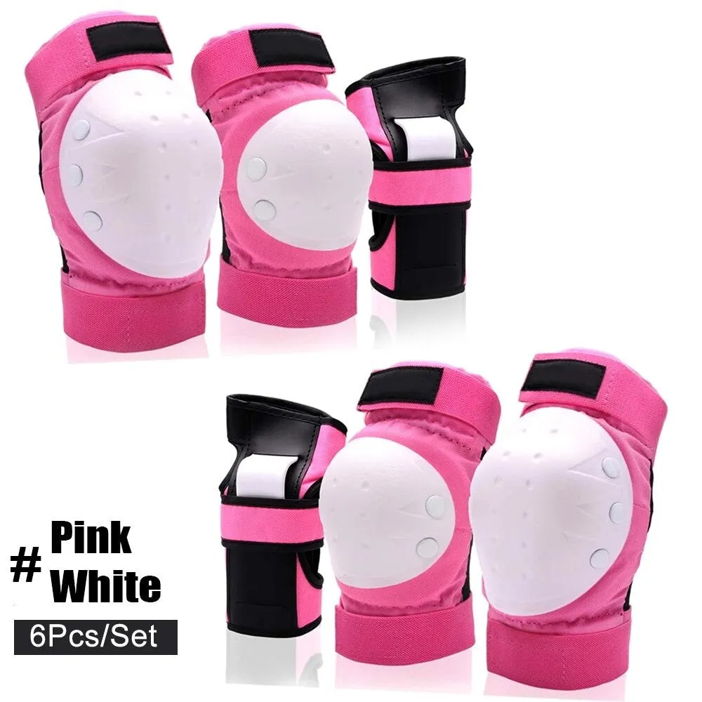 6pcs/set Adult Knee Elbows Pads Wrist Guards Protective Gear Set for Skateboarding Roller Skating