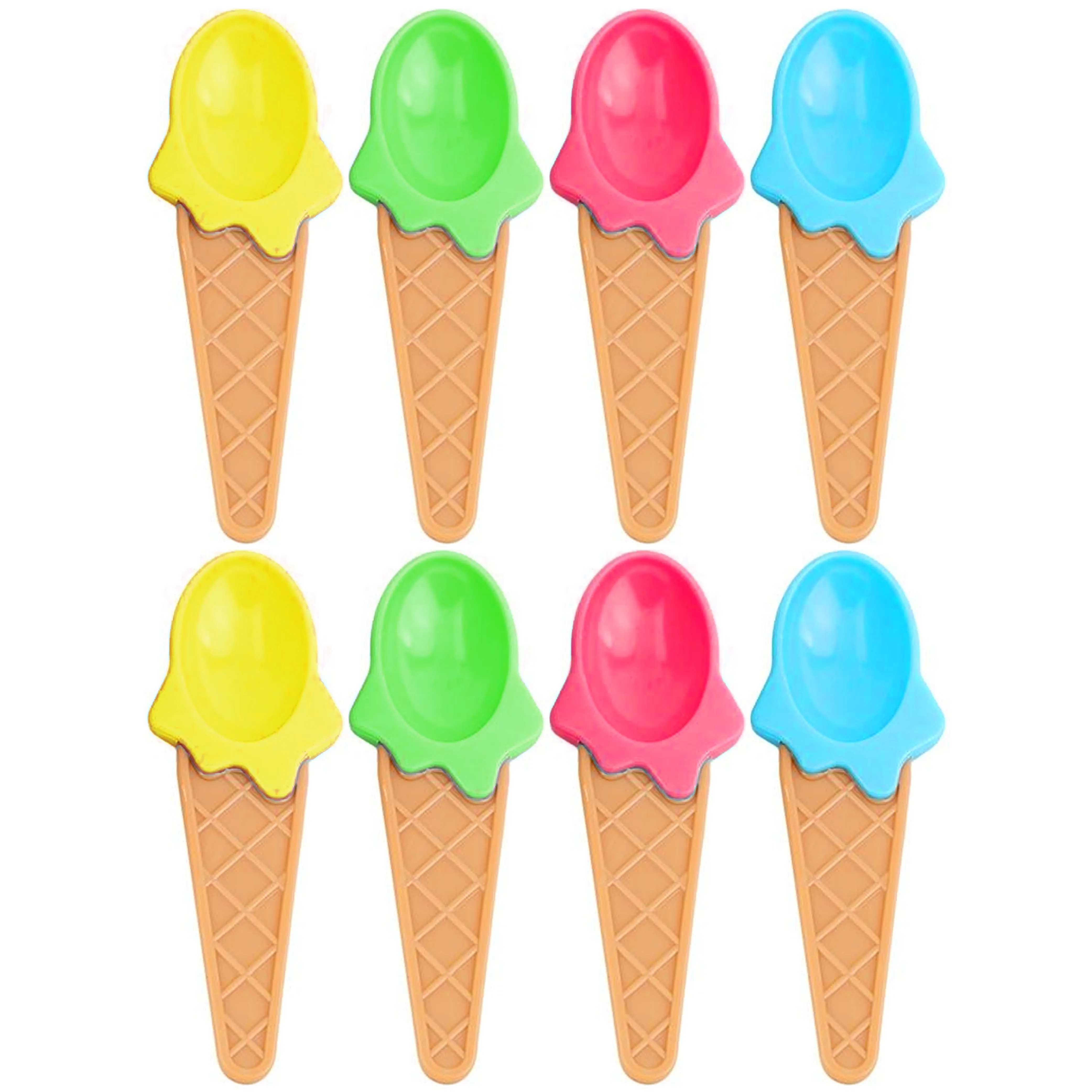 8 Ice Cream Scoop Spoon Cone Shaped Plastic Children Party Favors Baby Serving