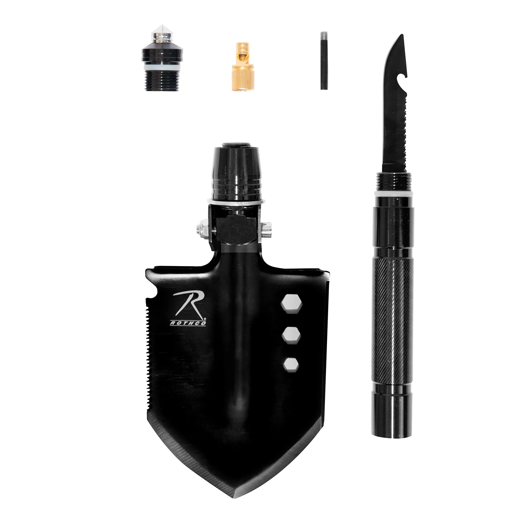 8-in-1 Multi-Tool Survival Shovel / Portable Camping Entrenching Tool - Stainless Steel