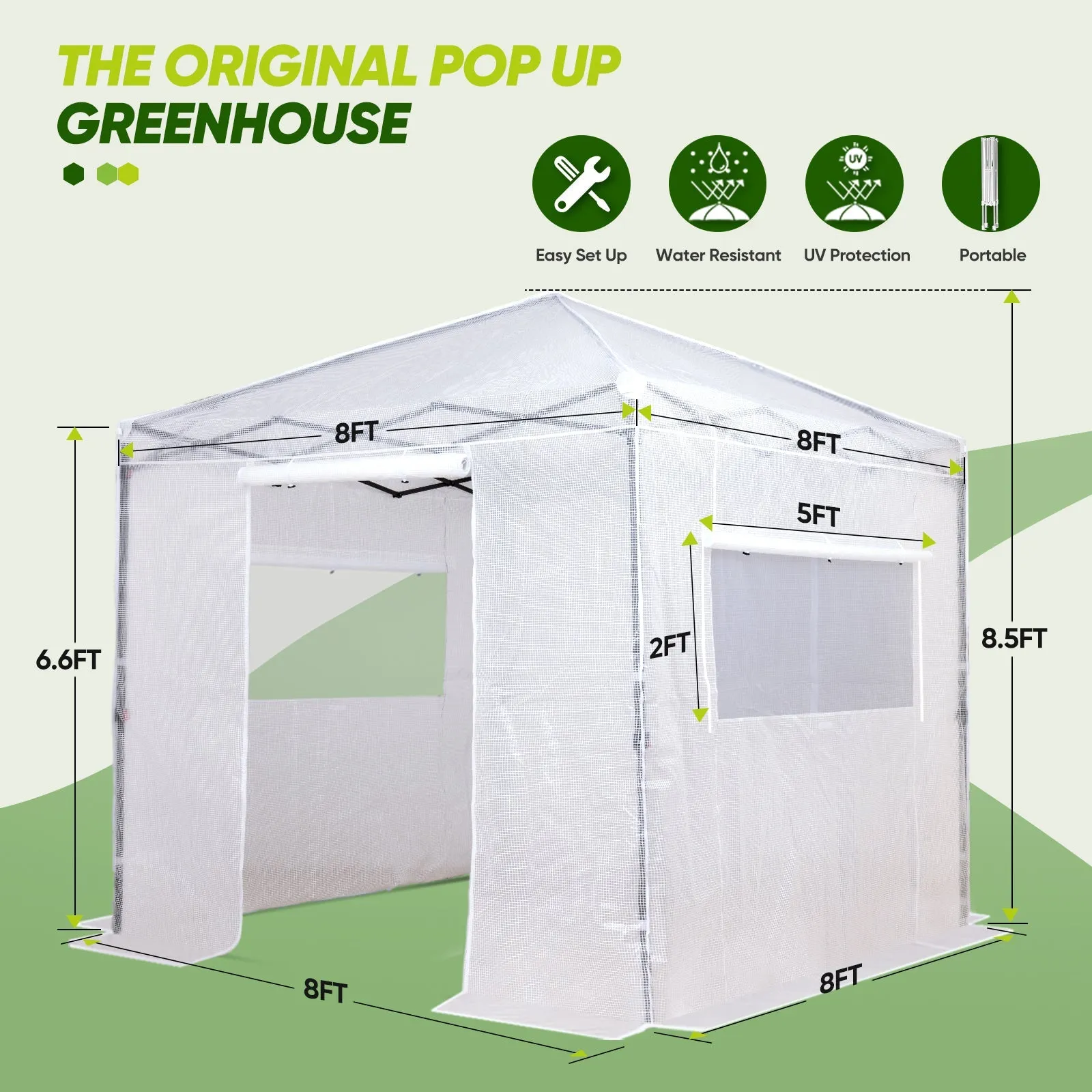 8x8 Portable Walk-in Greenhouse