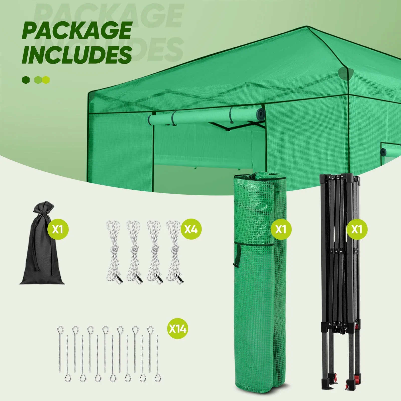 8x8 Portable Walk-in Greenhouse