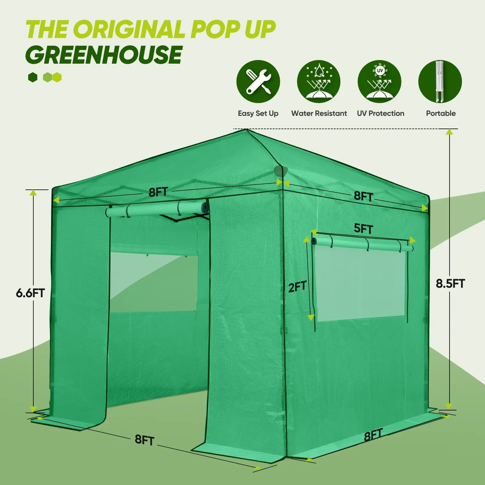 8x8 Portable Walk-in Greenhouse