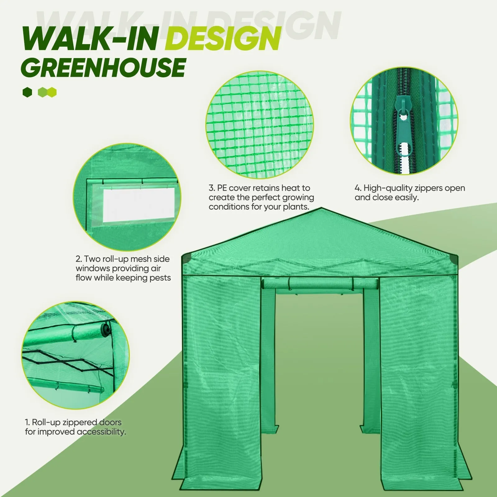 8x8 Portable Walk-in Greenhouse