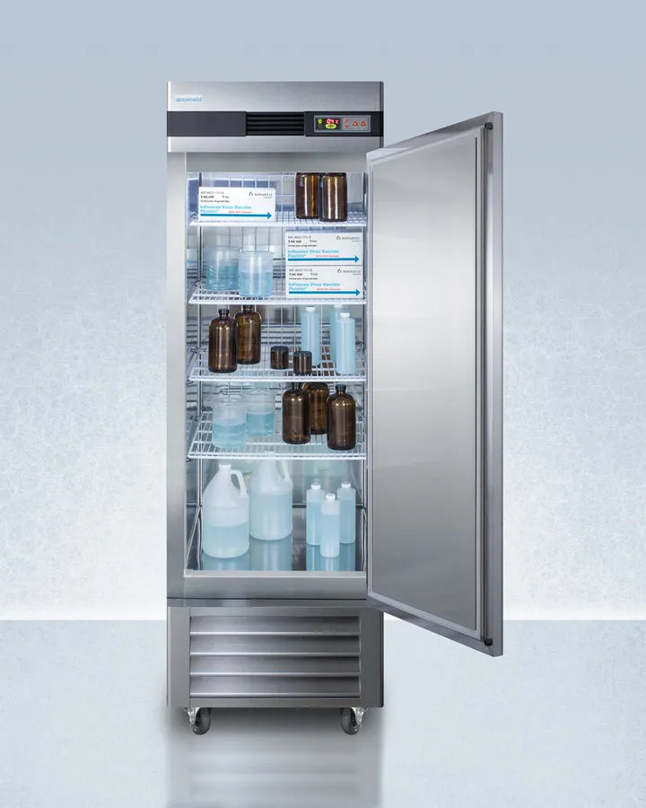 Accucold 28" Wide Pharmacy Refrigerator Stainless Steel RH Door Swing