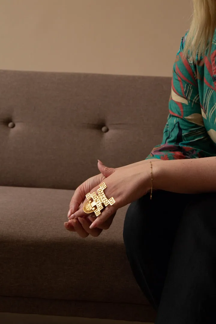 Artisanal Colombian Gold Plated Jaguar Ring