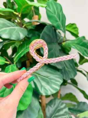 Braided Loop Hair Clip - Pink