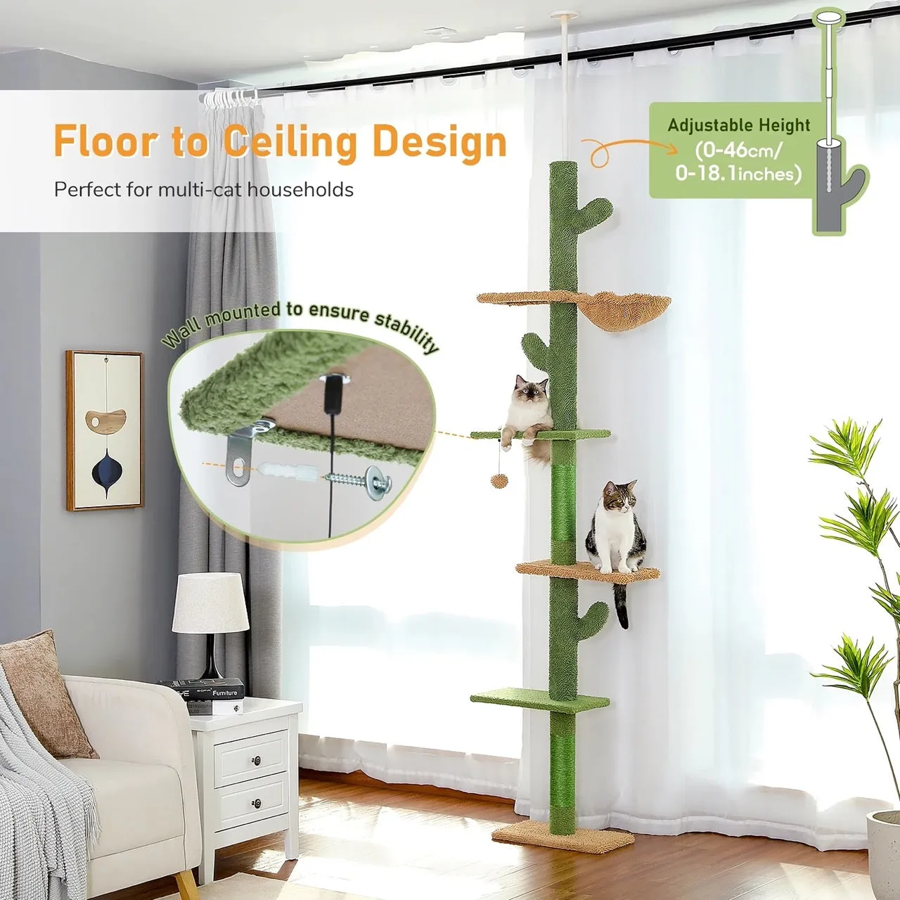 Cactus Cat Tree Floor to Ceiling