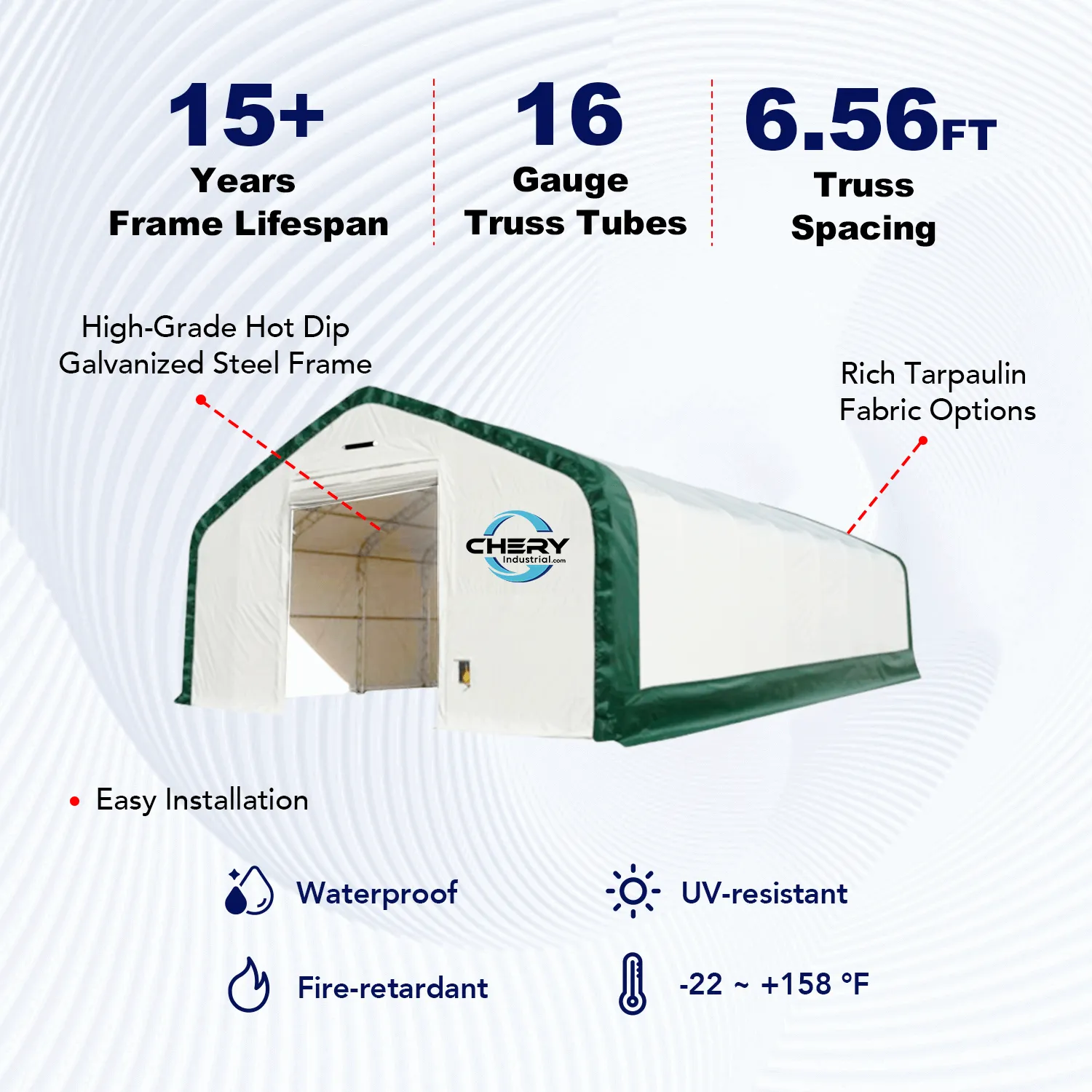 Double Truss Storage Shelter W20'xL33'xH16'