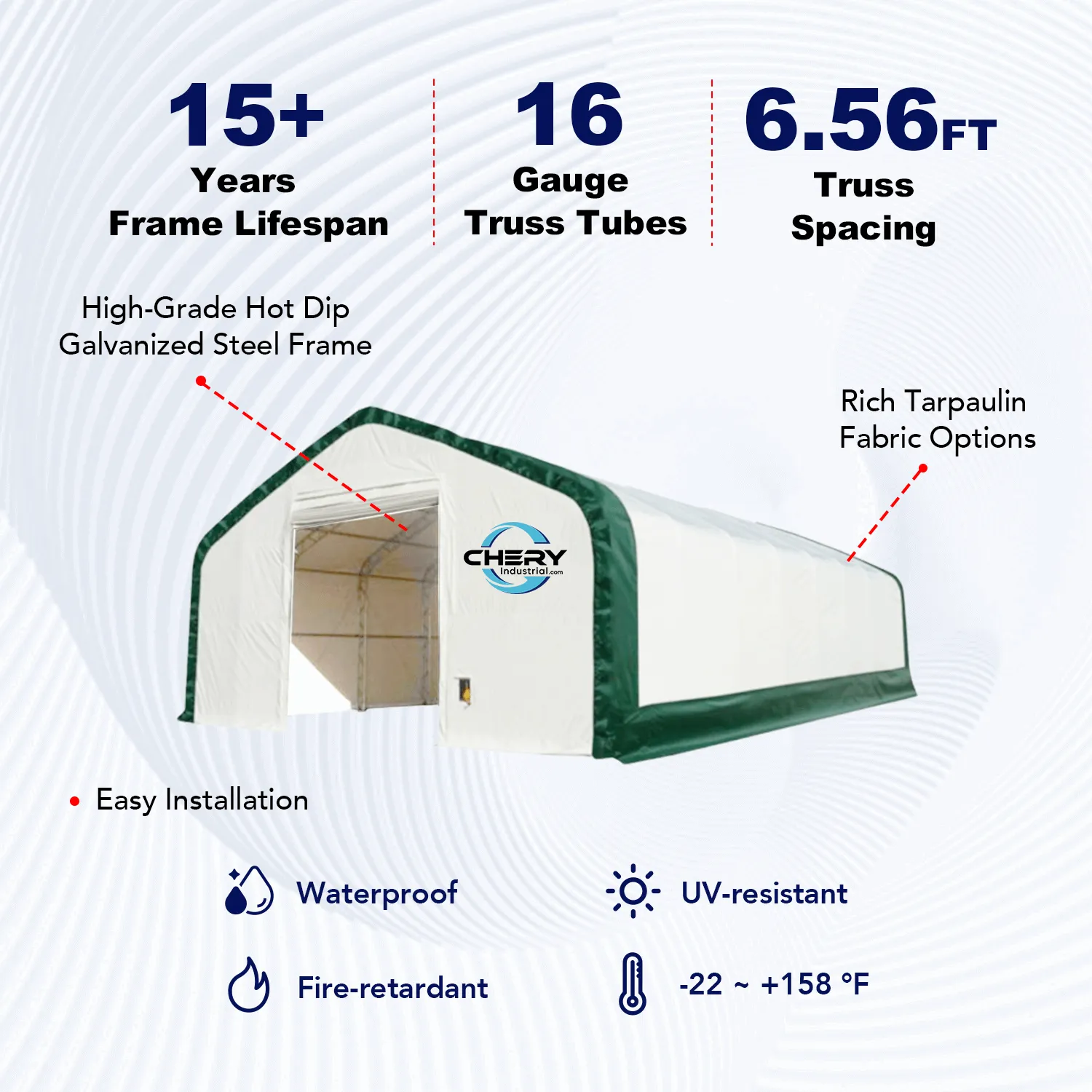 Double Truss Storage Shelter W20'xL40'xH16'