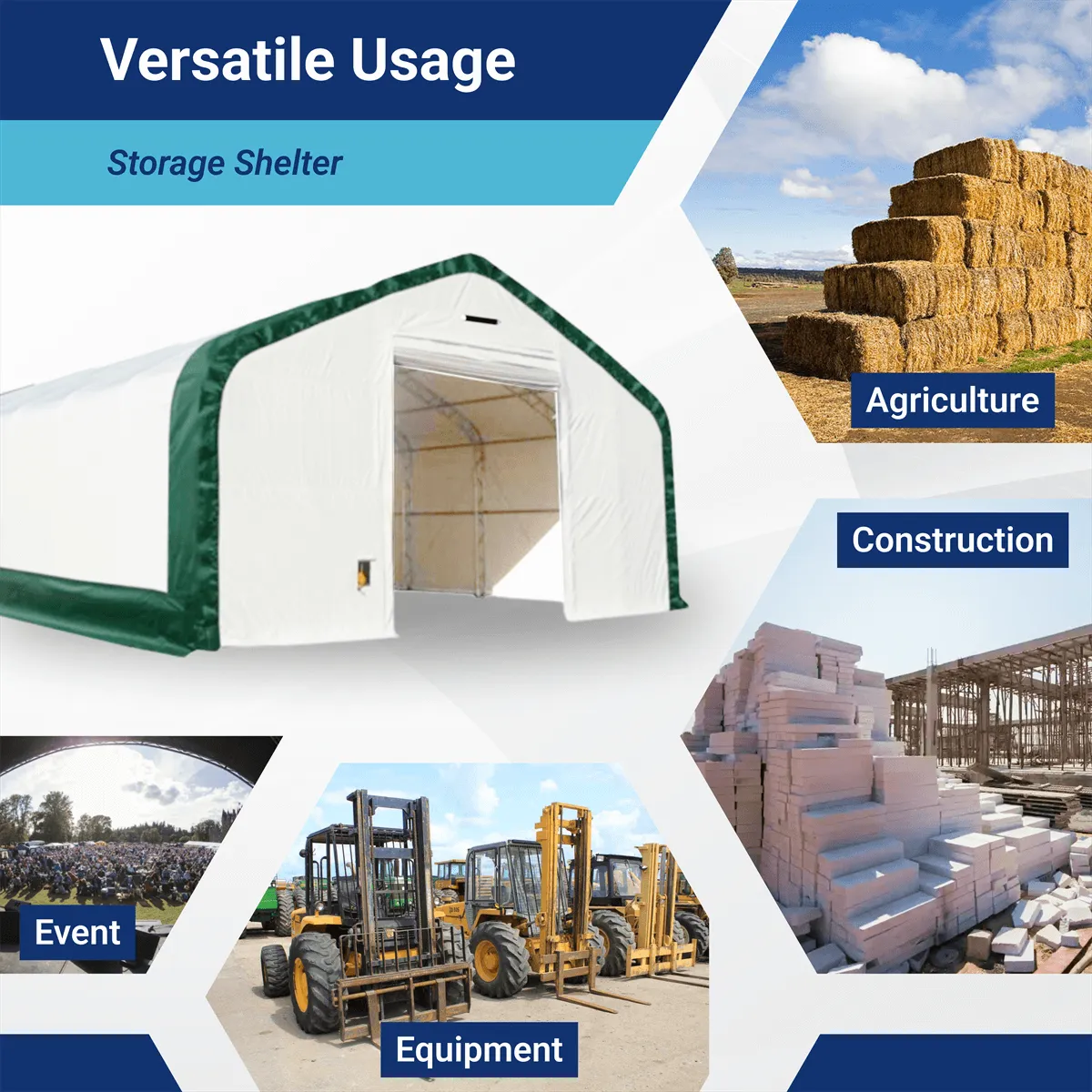 Double Truss Storage Shelter W20'xL40'xH16'
