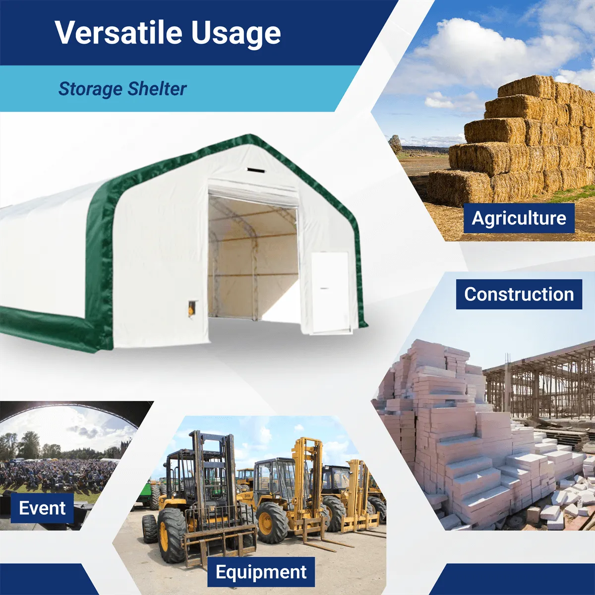 Double Truss Storage Shelter W30'xL60'xH20'