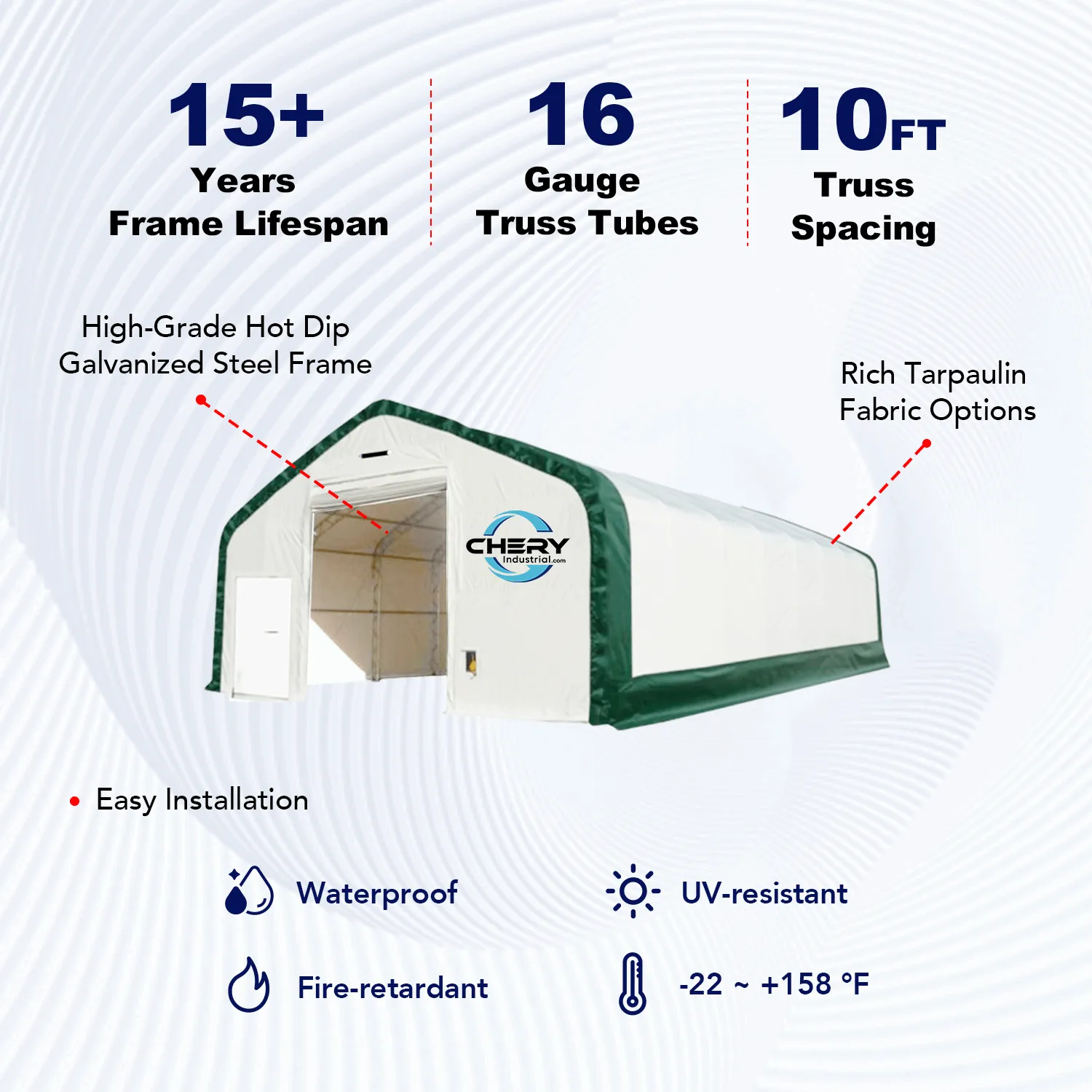 Double Truss Storage Shelter W30'xL60'xH20'
