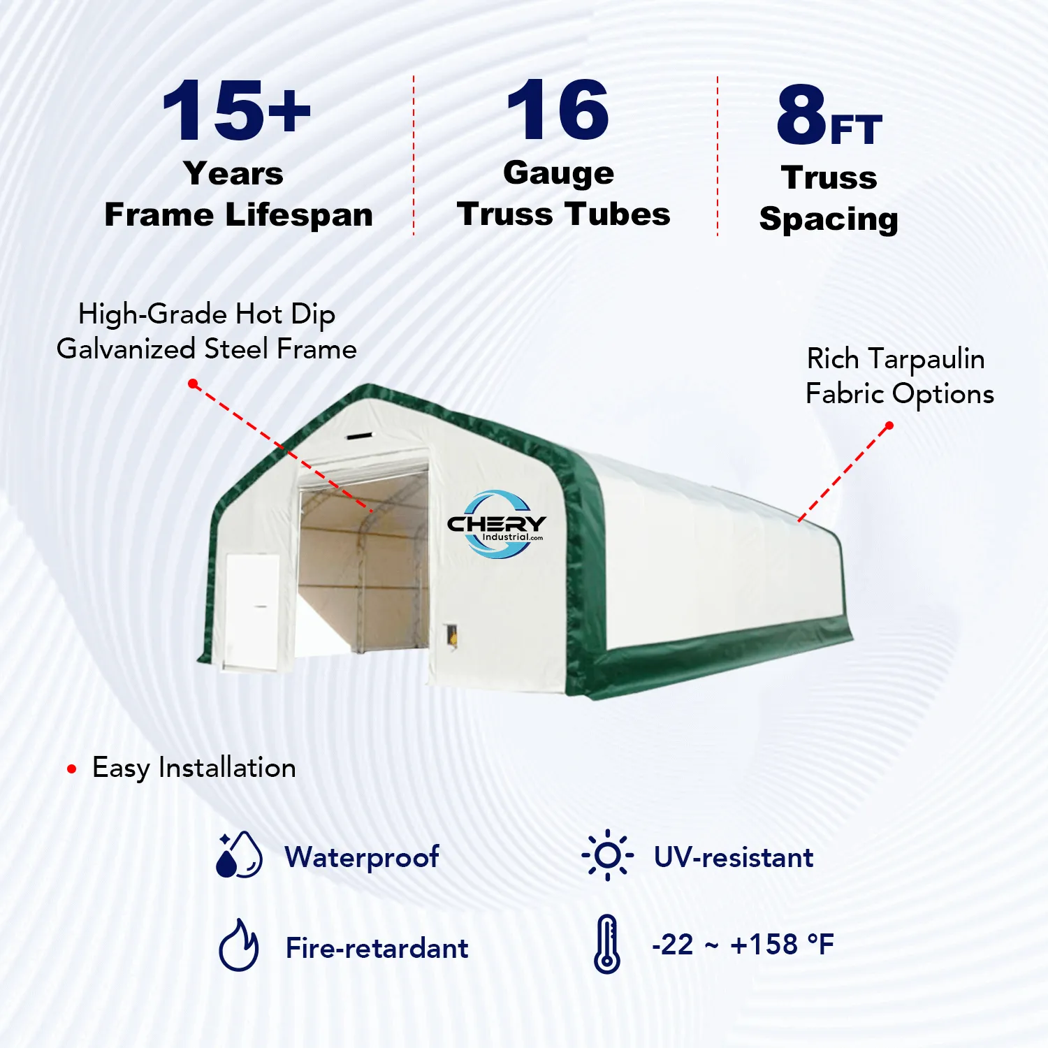 Double Truss Storage Shelter W40'xL64'xH23'