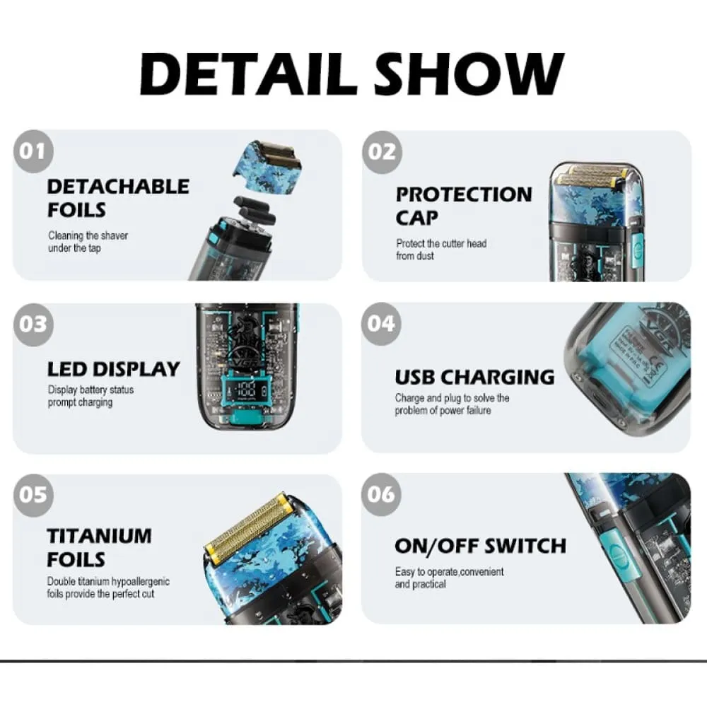 Electric Rechargeable Washable Led Display Shaver for Men