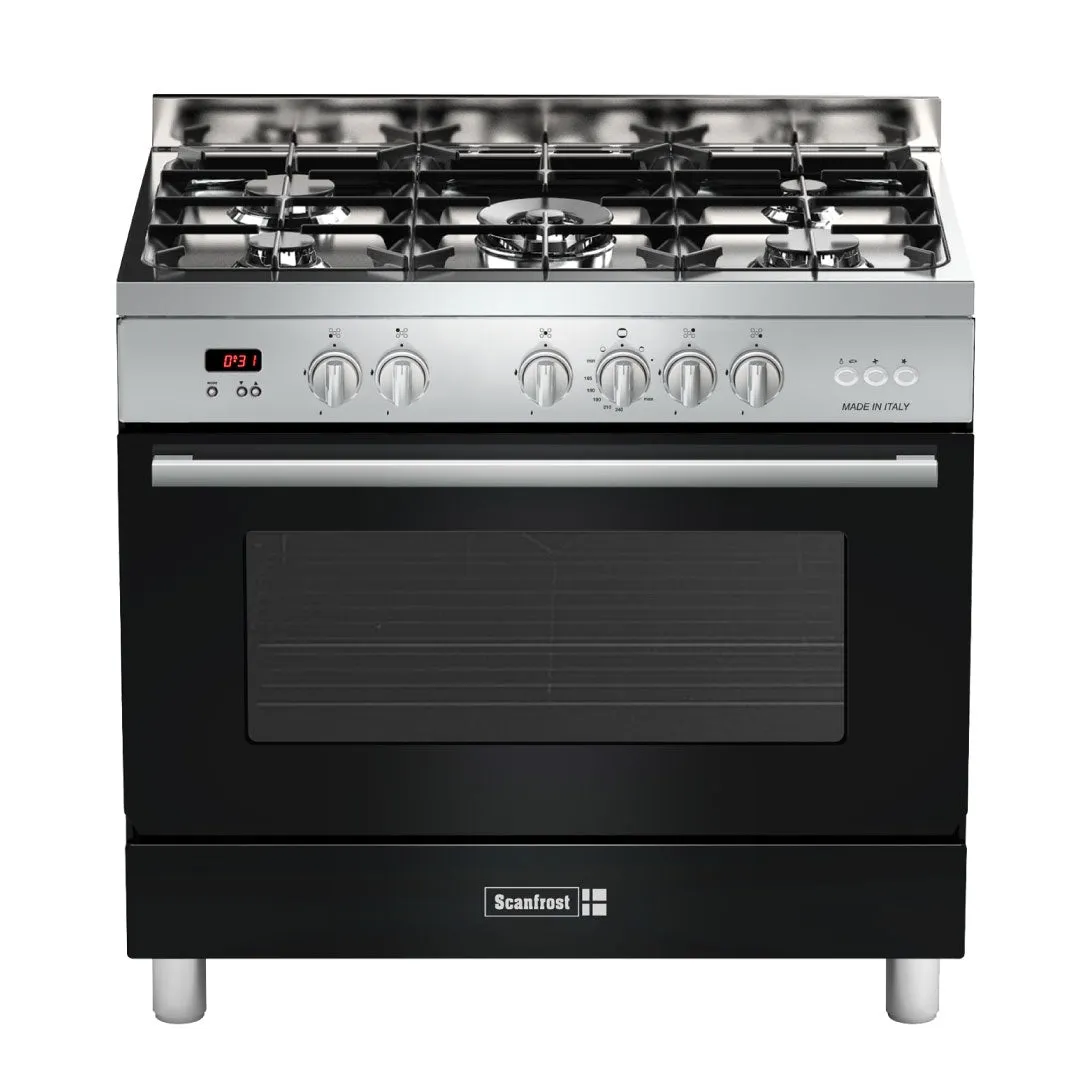 Gas Cooker SFCTPD95 Anthra. 5 Gas Burner including 1 Wok Burner with large-capacity Oven and Steam Oven.