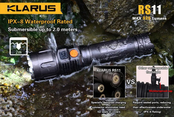 Klarus RS11 2 x (R)CR123A / 1 x 18650 CREE XM-L2 U2 930 Lumen LED Flashlight