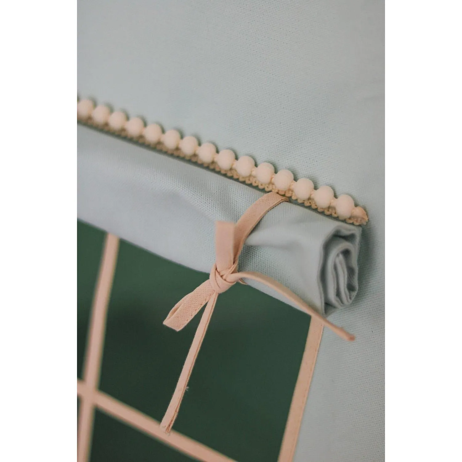 Mint Fog Teepee Tent with Pompoms
