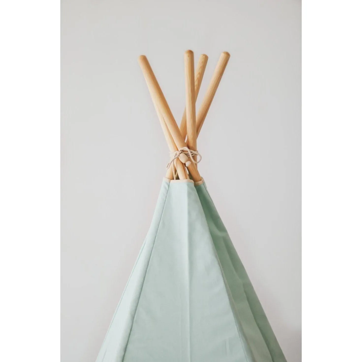 Mint Fog Teepee Tent with Pompoms