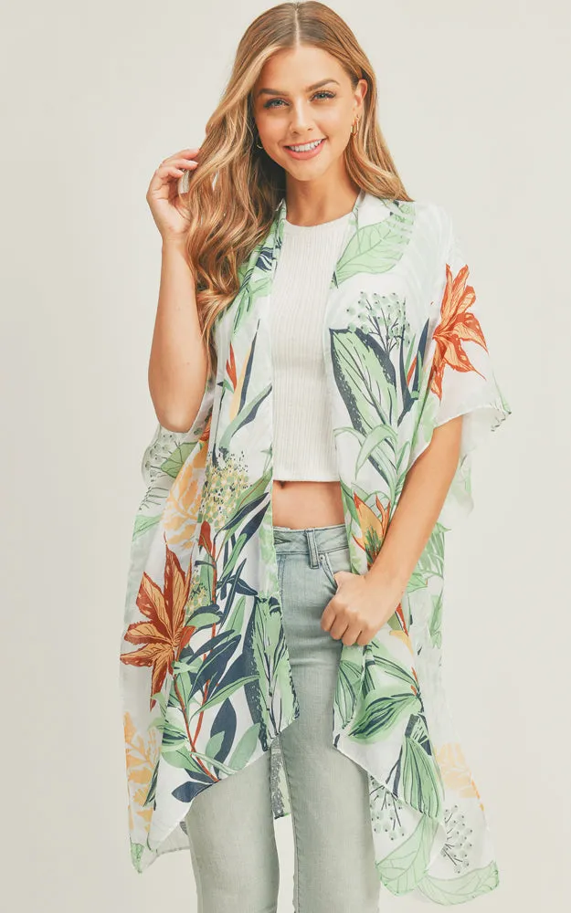 MS0280 Tropical Forest Pattern Cover-up Kimono