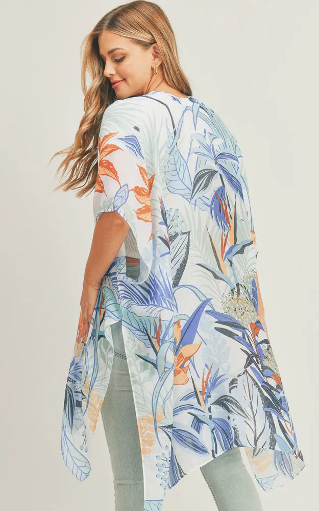 MS0280 Tropical Forest Pattern Cover-up Kimono