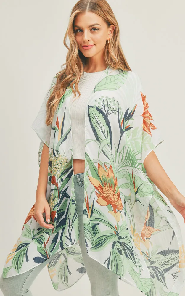 MS0280 Tropical Forest Pattern Cover-up Kimono