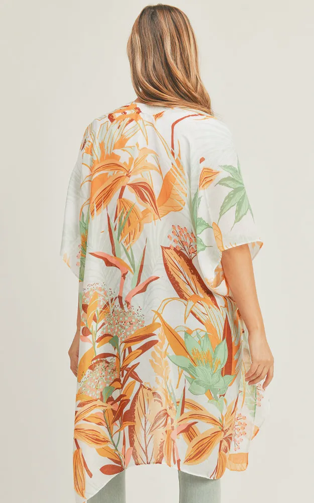 MS0280 Tropical Forest Pattern Cover-up Kimono