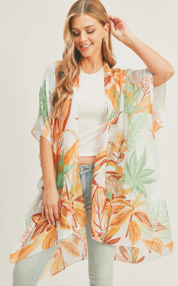 MS0280 Tropical Forest Pattern Cover-up Kimono