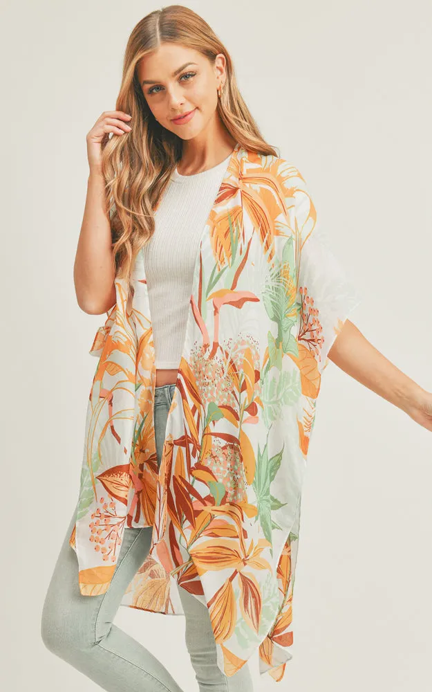 MS0280 Tropical Forest Pattern Cover-up Kimono